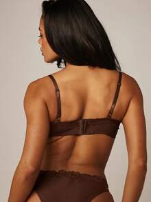 MISSGUIDED Lace Trim Soft Cup Bralette With Adjustable Straps And Hook Closure Everyday Comfort Lingerie For Valentine's Day - Brown - View 3