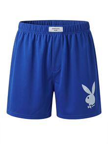 PLAYBOY X SUMWON 2 عبوة شورتات بوكسر مطبوعة بشعار الأرنب بخصر مطاطي للاسترخاء، قصيرة كاجوال صيفية بقصة فضفاضة - متعدد الألوان - مشاهدة 3