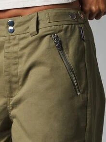 Missguided x Playboy Oversized Wide Leg Cargo Pants With Large Leg Logo Print Low Rise Utility Pockets And Zipper Detail Full Length - Army Green - View 4