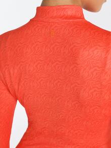 11SKNDS Long Sleeve Zip-Up Fitted Sport Jacket With Stand Collar And Swirl Embossed Texture Perfect For Spring Layering With Sweat-Wicking & Breathable, For Gym Workout Fitness, Running, Training & Hy-Rox - Orange - View 5