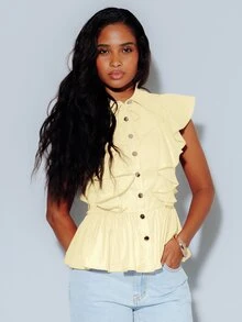 Pimkie Edition Women's Solid Color Casual Versatile Daily Wear Shirt - Yellow - View 6