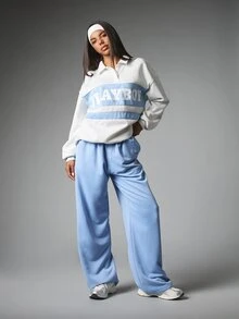 Missguided x Playboy Oversized Rugby Collar Sweatshirt With Color Block Stripe And Bold Logo Print Long Sleeve Casual Pullover Top - Multicolor - View 2