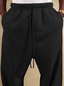 SUMWON Wide Leg Fleece Sweatpants With Drawstring Waist And Side Pockets Relaxed Fit Casual Joggers Fall Winter Everyday Comfort - Black - View 7