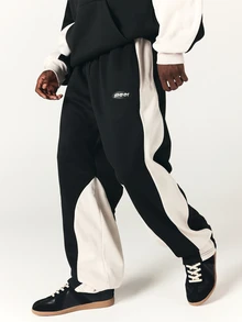 SUMWON Color Block Wide Leg Track Pants With Bold Side Panels And Elastic Waist Perfect For Casual Weekend Streetwear Looks - Multicolor - View 1