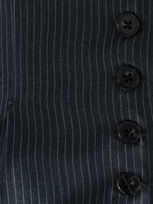 KSTM Pinstripe Halter Vest Top With Deep V-Neck Peplum Hem And Button Front Closure - Tailored Suiting Style Spring Office - Grey - View 6