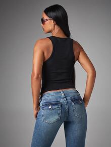 BABYPHAT STUD DETAIL RIB VEST - Black - View 6