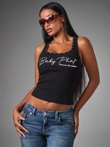 BABYPHAT STUD DETAIL RIB VEST - Black - View 5