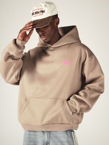 SUMWON Oversized Pullover Hoodie With Bold F*Ck Normal Back Slogan Print And Chest Logo Patch Perfect For Casual Winter Streetwear - Mocha Brown - View 2