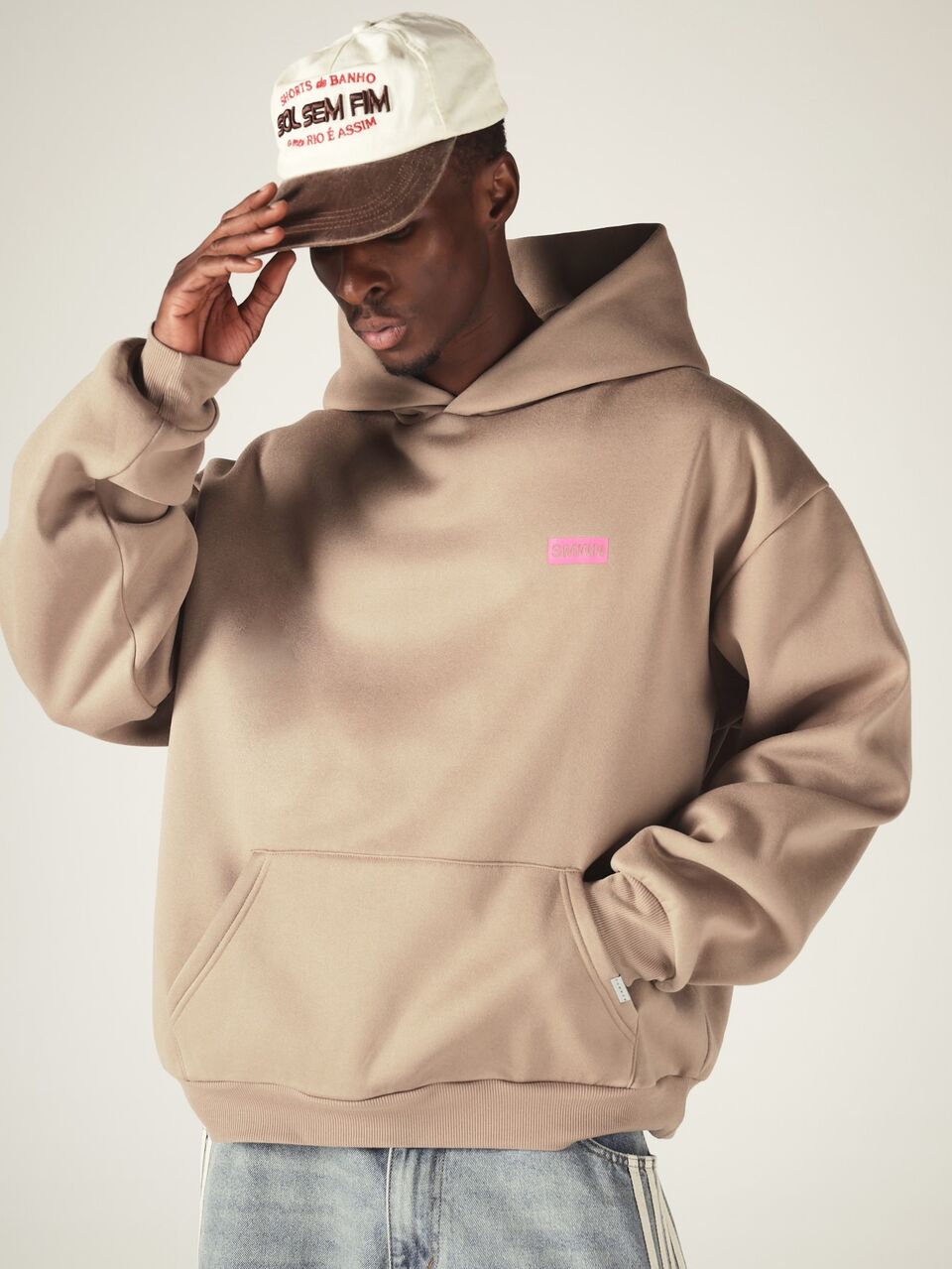 Oversized Pullover Hoodie With Bold F*Ck Normal Back Slogan Print And Chest Logo Patch Perfect For Casual Winter Streetwear