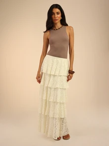 Dancing Leopard Apricot Skirt, Summer Outfits For Women, Vacation Skirt - Apricot - View 3