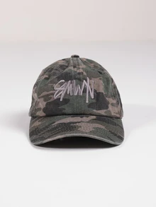 SUMWON Camouflage Dad Hat With Embroidered Logo Script, Adjustable Strap Back Baseball Cap, Washed Camo Streetwear Summer Festival Headwear - Light camouflage - View 3