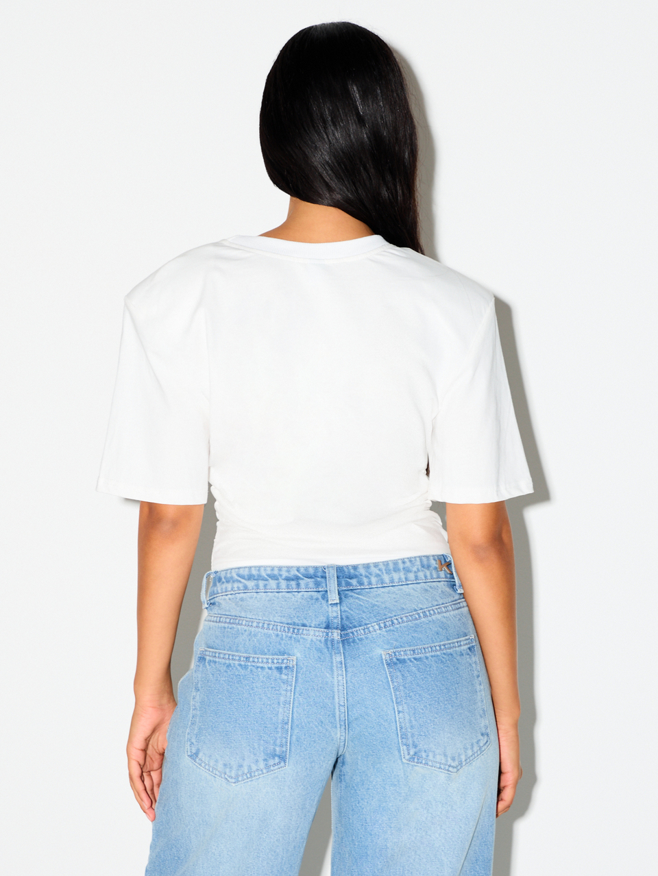 KIZN Boxy Crop Top With Ruched Waist Detail