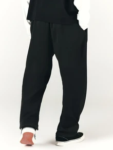 PLAYBOY X SUMWON Bunny Embroidered Wide Leg Sweatpants With Side Pockets Relaxed Fit Casual Lounge Trousers Fall Winter Essentials - Black - View 2