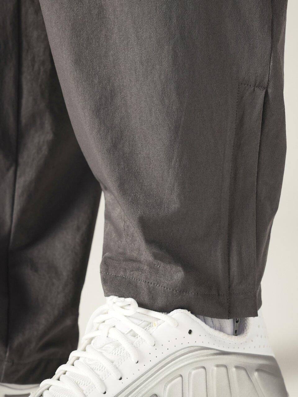 Wide Leg Track Pants With Side Split Hem Elastic Waist And Side Pockets Reflective Detail Charcoal Woven Trousers