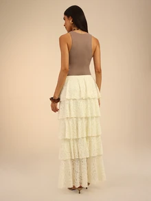 Dancing Leopard Apricot Skirt, Summer Outfits For Women, Vacation Skirt - Apricot - View 2