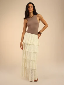 Dancing Leopard Apricot Skirt, Summer Outfits For Women, Vacation Skirt - Apricot - View 1