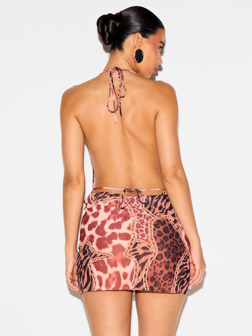 KIZN Halter Neck Backless Mini Dress With Ruffle Detail
