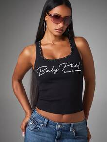 BABYPHAT STUD DETAIL RIB VEST - Black - View 2