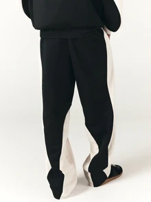 SUMWON Color Block Wide Leg Track Pants With Bold Side Panels And Elastic Waist Perfect For Casual Weekend Streetwear Looks - Multicolor - View 2