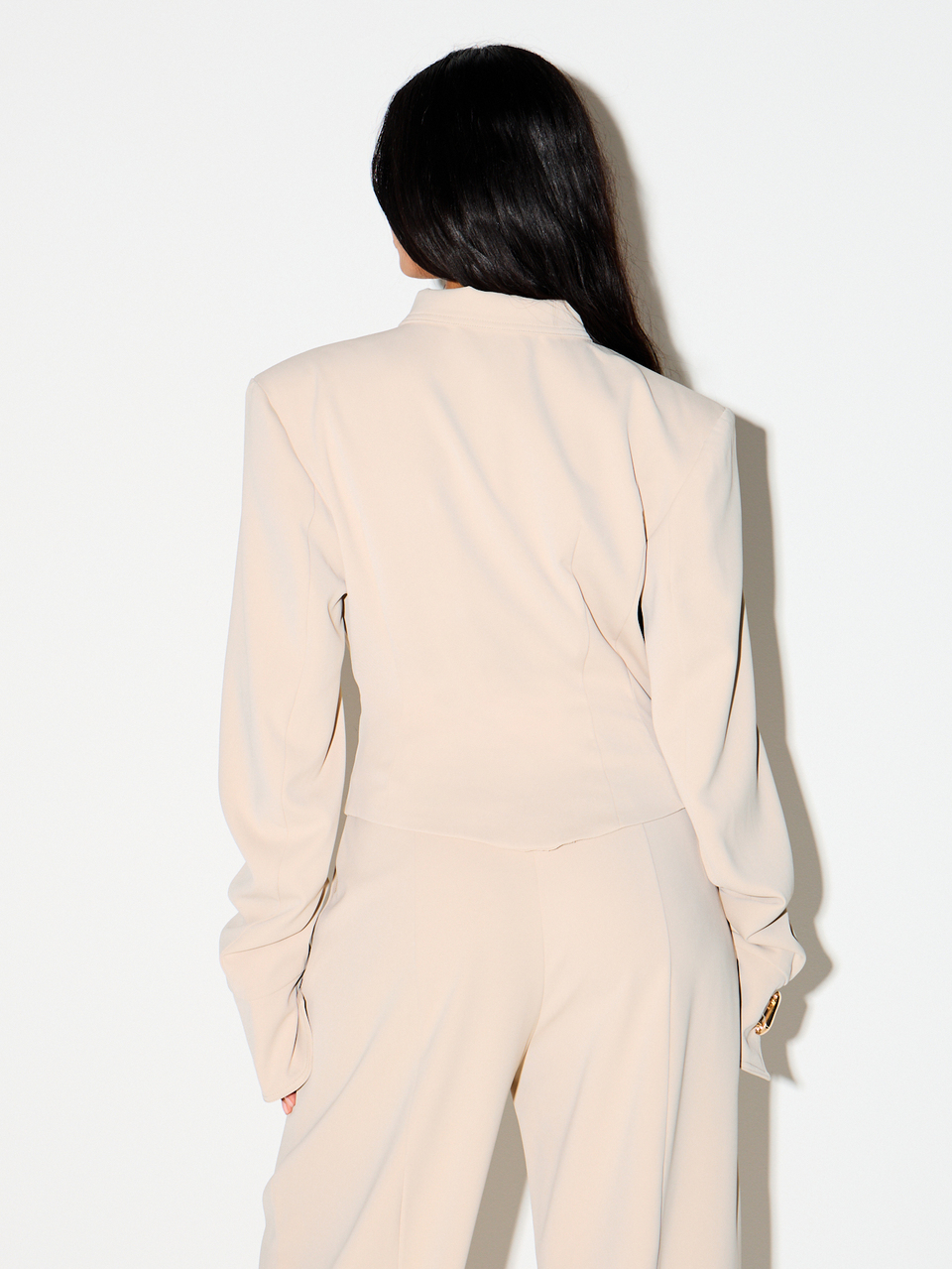 KIZN Cropped Utility Jacket With Gold Hardware Details