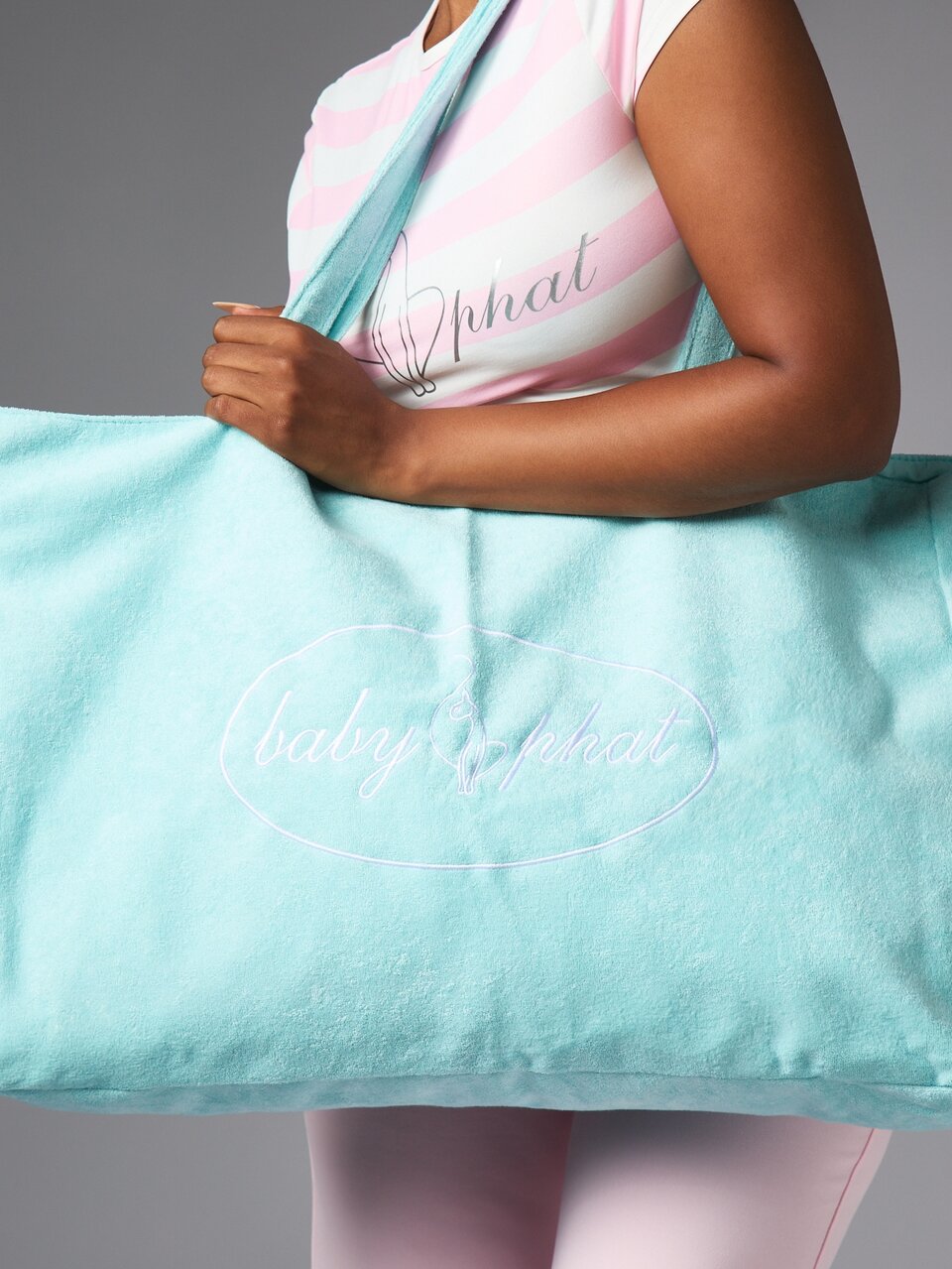 BABYPHAT Velour Large Tote Bag With Embroidered Logo Oversized Shoulder Carry-All Perfect For Travel Beach And Everyday Use