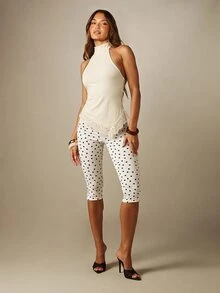 MISSGUIDED Halter Neck Lace Hem Bodysuit With Open Back And Mock Neck Detail For Summer Nights And Holiday Parties - Cream - View 4