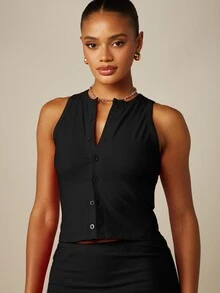 MISSGUIDED Sleek Maxi Skirt And Button Front Top With Fitted Silhouette And Flared Hem Elegant Floor Length Style Perfect For Evening And Holiday Occasions - Black - View 5