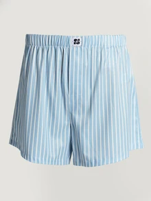 SUMWON Woven Boxer Shorts With Vertical Stripe Pattern Elasticated Waistband Comfortable Everyday Underwear Valentine Gift - Black and White - View 2
