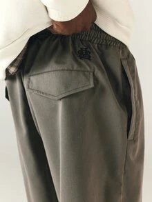 SUMWON Loose Fit Chino Shorts Just Above Knee Length With Side Pockets Solid Slate Summer Casual Everyday Bermuda Style - Dark Grey - View 7