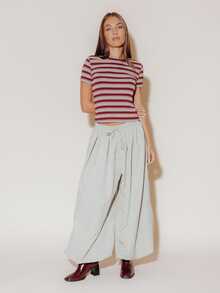 Pimkie Edition Women's Light Grey Wide Leg Balloon Pants With Drawstring Waist, Casual Everyday Wear - Army Green - View 5