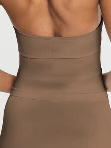 11SKNDS Halter Neck Sleeveless Crop Tank Top With Scoop Neckline And Open Racerback Seamless Fitted Silhouette Perfect With Sweat-Wicking, Stretchy, Breathable, Quick-Dry & Buttery-Soft, For Gym Workout Fitness Yoga Pilates Studio Summer, Running, Training & Hy-Rox - Mocha Brown - View 5