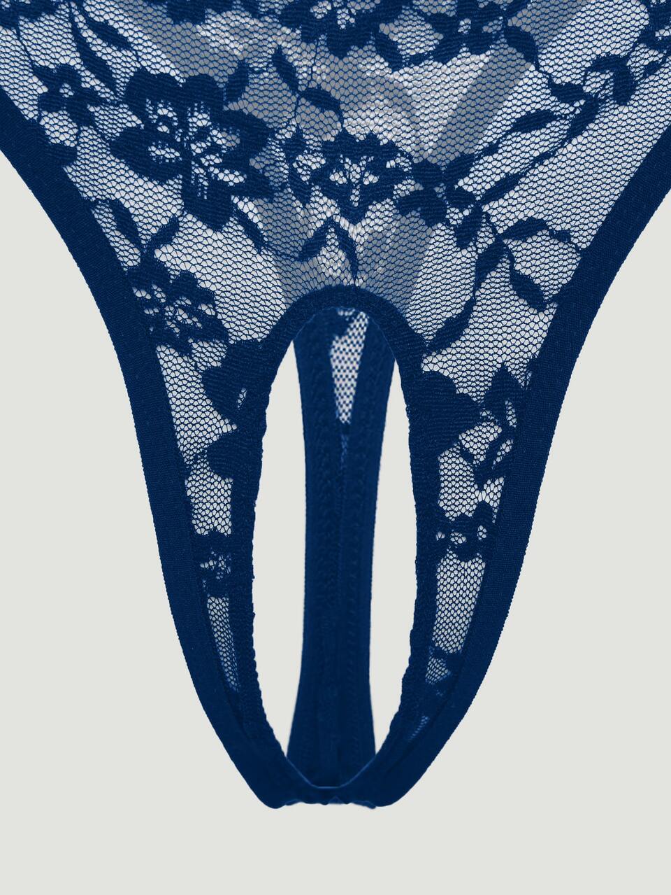 MISSGUIDED Floral Lace Thong With Scalloped Waistband And Satin Bow Detail Sheer Mesh Lingerie Underwear Valentine's Day Gift