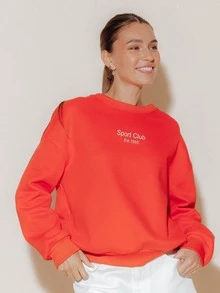 Pimkie Edition Women's Red Graphic Print Crewneck Sweatshirt, Casual Everyday Wear - Red - View 1