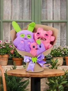ZURU Fuggler Special Feature-Bouquet-Series 1 (Rabid Rabbit/Sir Nobbynuts/Nobbybits) Plush Toys 2 X 9 Inch, 1 X 3.5 Inch-Inch Collectible Plush Unique Gift - Rabid Rabbit/Sir Nobbynuts/Nobbybits - View 1