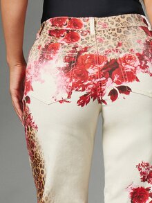MISSGUIDED Jean droit avec imprimé mixte léopard et rose floral, taille mi-haute, pantalon en denim longueur complète, printemps été festival - Multicolore - Voir 6