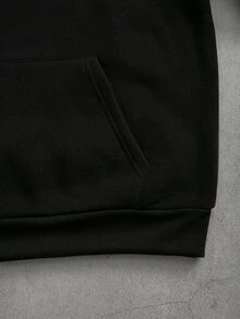 SUMWON Club Oversized Black Pullover Hoodie With Iron Cross Back Graphic And Repeat Sleeve Logo Print - Black - View 6