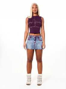 BABYPHAT SDBP469 - TANK TOP WITH GLITTER PRINT - Purple - View 3