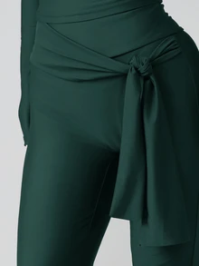 MISSGUIDED Capri 緊身褲 附腰部綁帶設計 - 七分小腿彈性褲，高腰修身款，適合夏季與度假 - 獵人綠 - 查看 4