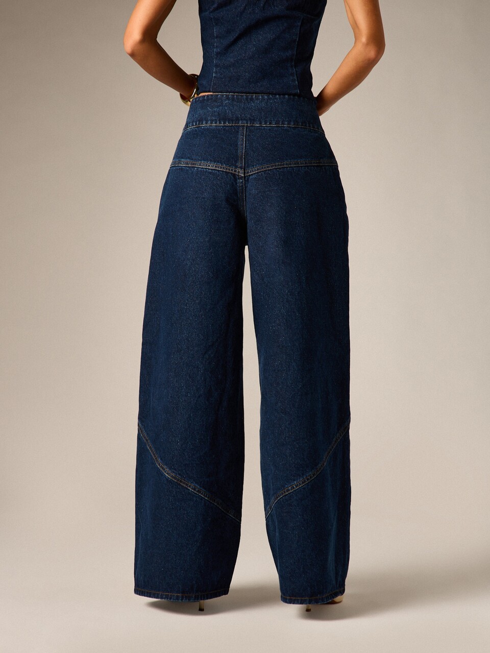 AiiRZ Wide Leg Jeans With Gold Button Fly