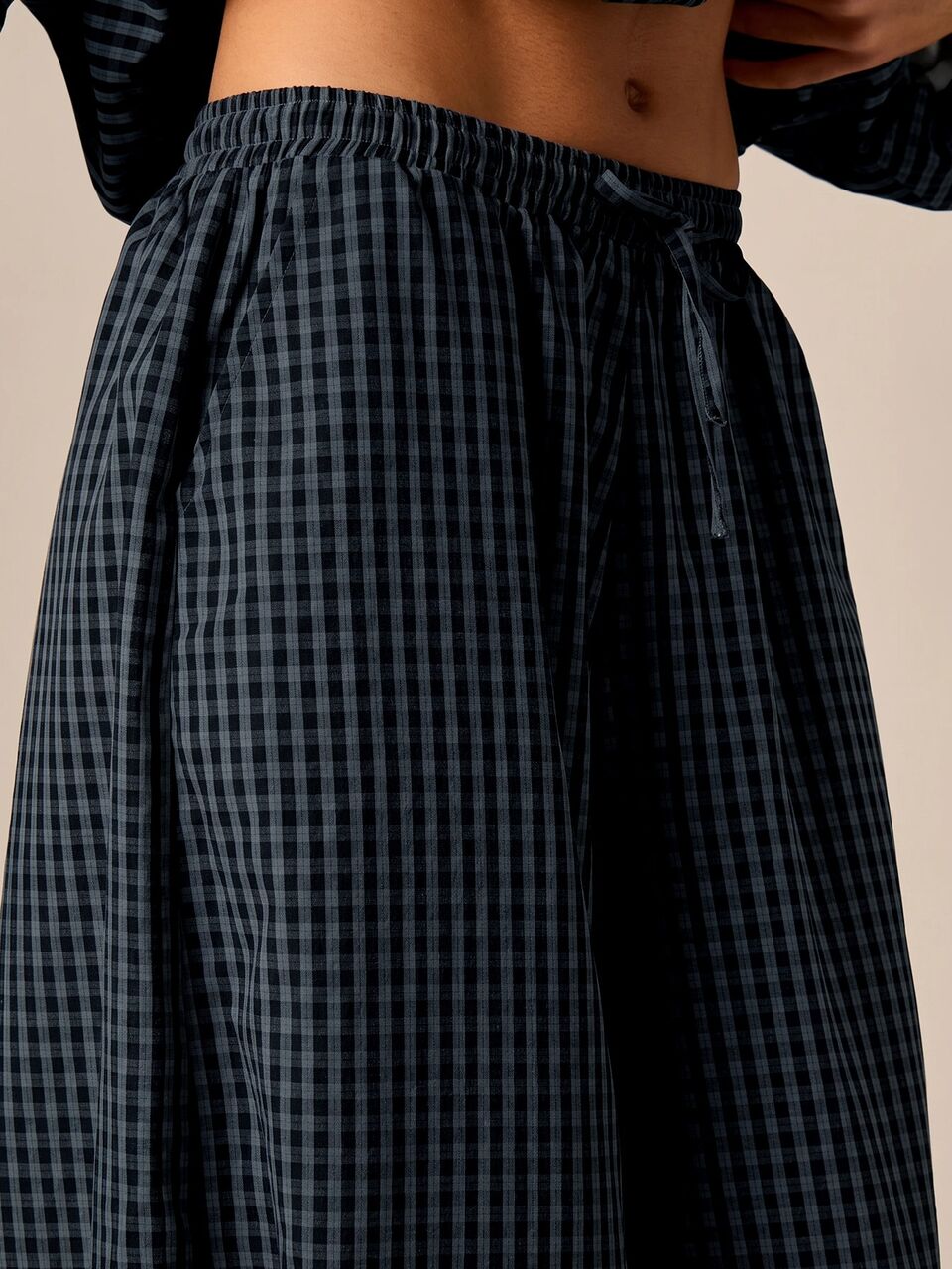 AiiRZ Gingham Checked Balloon Harem Pants With Elasticated Cuffs