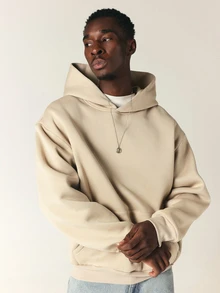SUMWON Atelier Oversized Hoodie With Back Graphic Number Print And Gothic Text In Relaxed Fit For Autumn Winter - Khaki - View 4