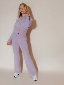 Pimkie Edition Women's Lavender Zip-Up Long Sleeve Tracksuit Set, Casual Everyday Wear - Purple - View 3