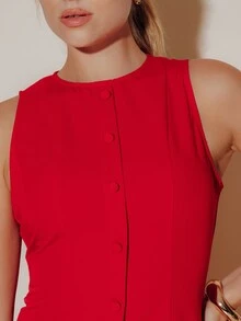 Pimkie Edition Women's Red Sleeveless Mini Dress, Casual Everyday Wear, Comfortable Fit - Red - View 4