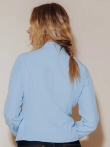 Pimkie Edition Women's Light Blue Long Sleeve Button Shirt, Casual Everyday Wear - Blue - View 2