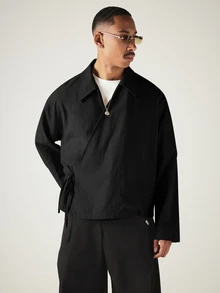 SUMWON Wrap Front Kimono Jacket With Tie Waist Oversized Long Sleeve Collared Lightweight Woven Outerwear Spring Summer Festival - Black - View 4