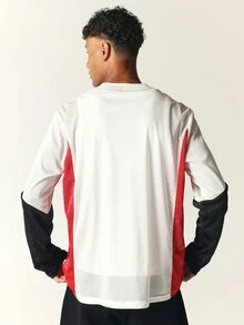 SUMWON Color Block Mesh Long Sleeve Jersey Top Crew Neck Oversized Fit Motocross Graphic Logo Print Street Style - Multicolor - View 2