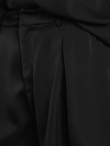 KSTM Pleated High Waist Tailored Shorts With Wide Leg Silhouette And Belt Loop Detail For Summer Holiday Vacation - Black - View 5