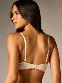 AiiRZ Balconette Underwire Bra With Pink Lace Trim And Adjustable Straps Delicate Bow Detail Everyday Lingerie Valentine - Multicolor - View 2