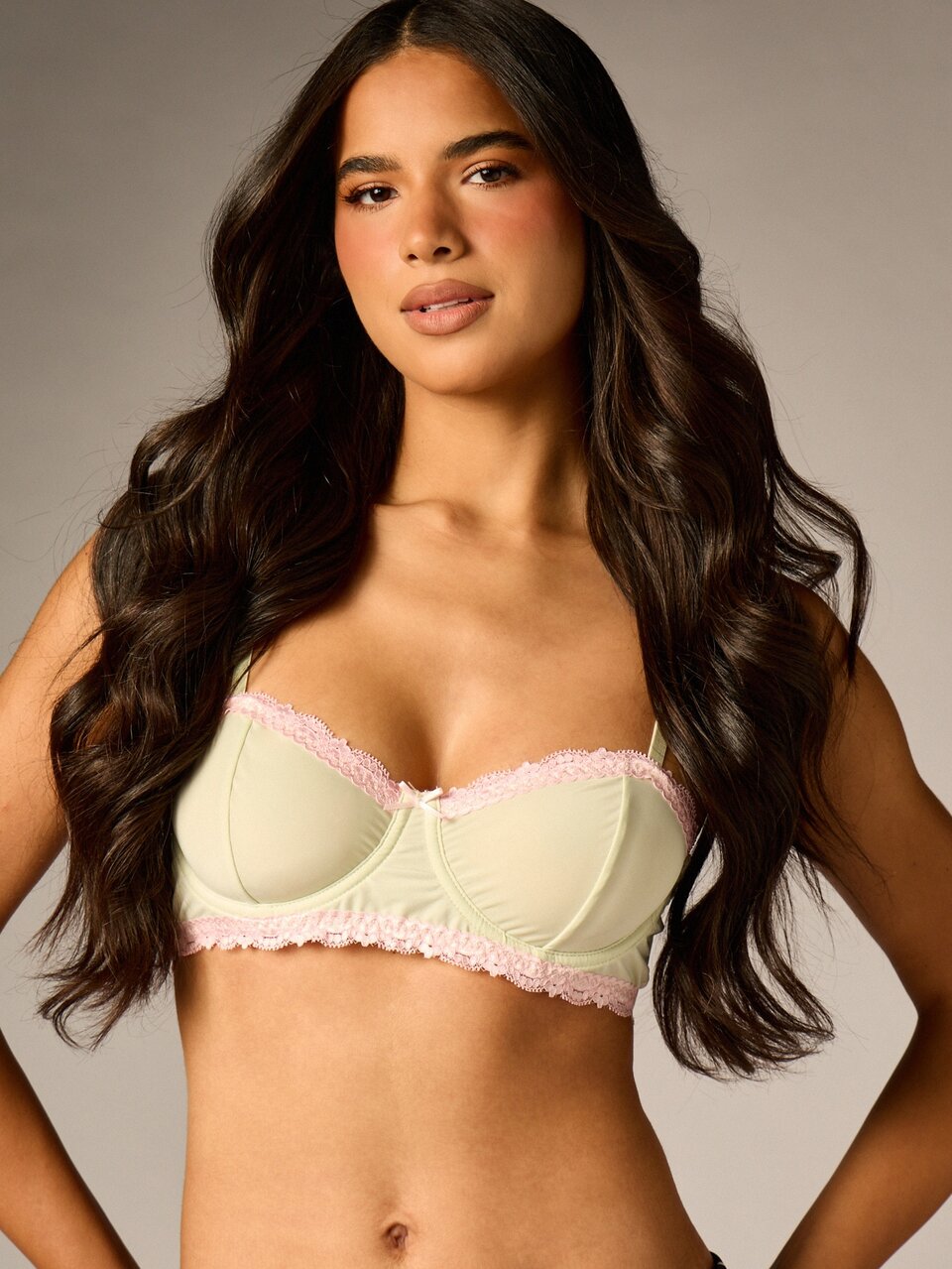 AiiRZ Balconette Underwire Bra With Lace Trim