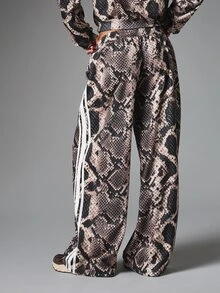 MISSGUIDED Snake Print Wide Leg Jogger Pants With Elastic Waist Side Stripe Detail And Side Pockets Full Length Casual Trousers - Multicolor - View 2